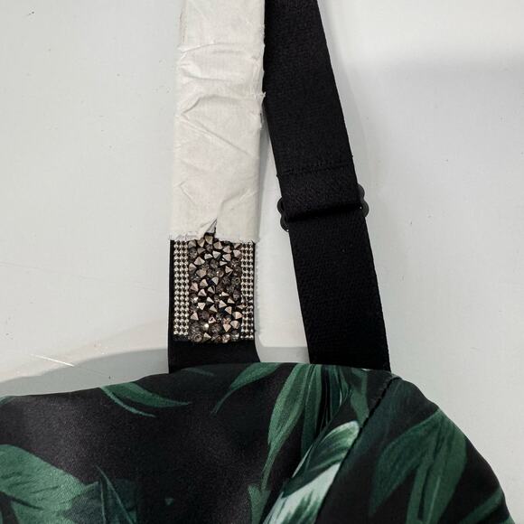 NWT Victoria's Secret Tropical Shine Bustier Green Black Rhinestone Bra Size 36D - Picture 3 of 15